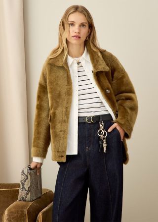 Olive Tamina Short Shearling Coat