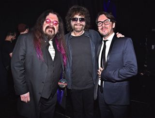 Original ELOers Roy Wood and Jeff Lynne with Dhani Harrison who inducted them