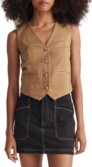 Button Front Vest in (Re)generative Chino