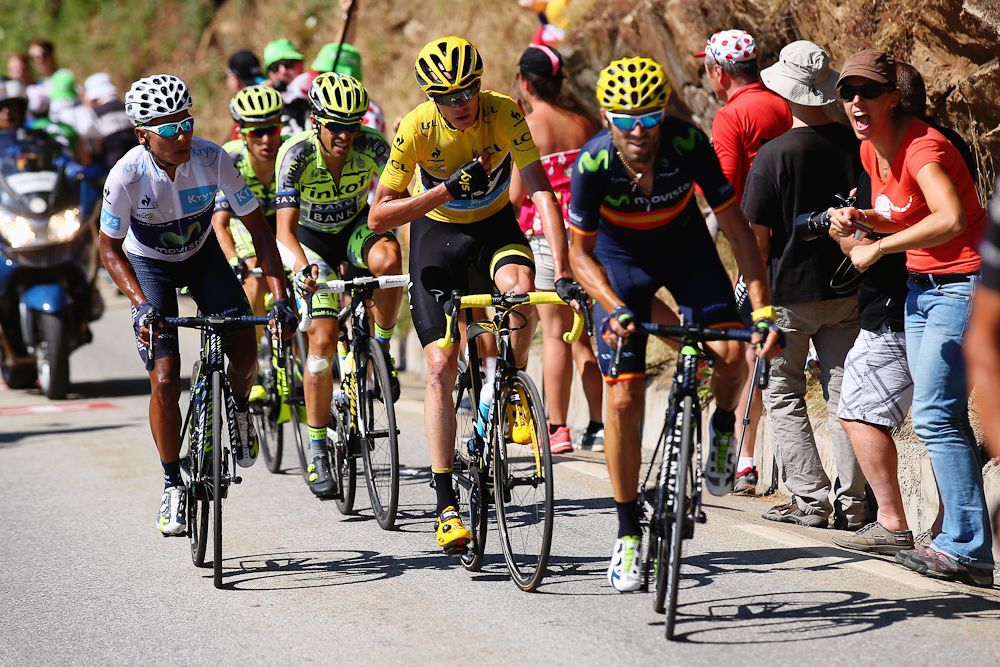 Alejandro Valverde jumps away from the GC group.