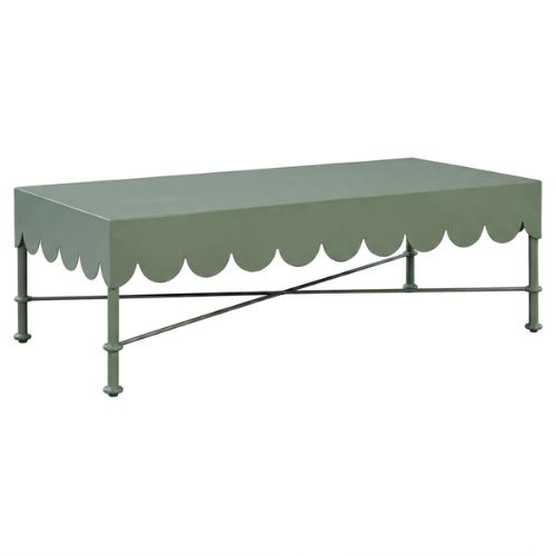 Kathy Kuo Home, Delphine Scalloped Outdoor Coffee Table