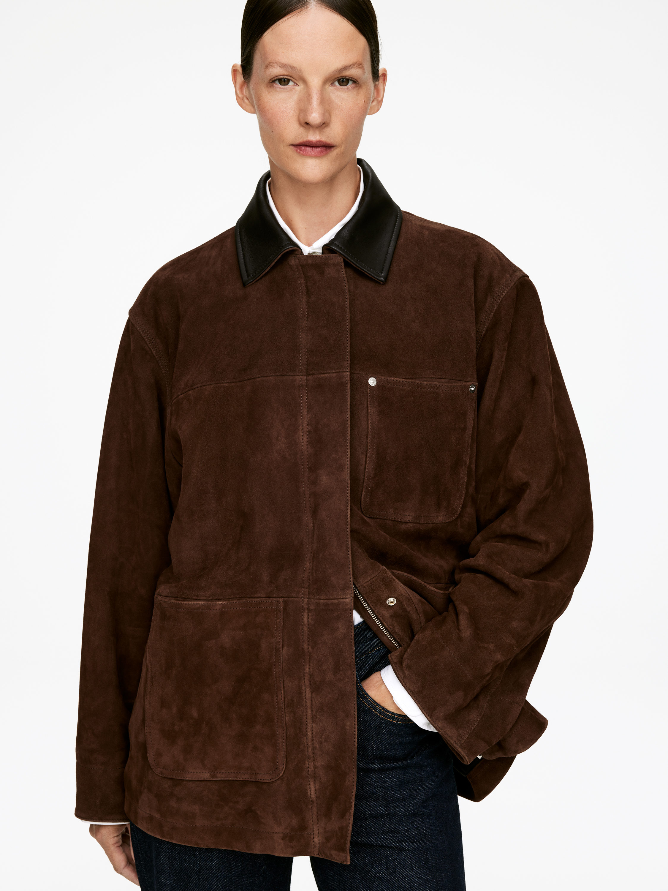 Suede Jacket &amp;ndash; Dark Brown &amp;ndash; Women &amp;ndash; Arket Gb