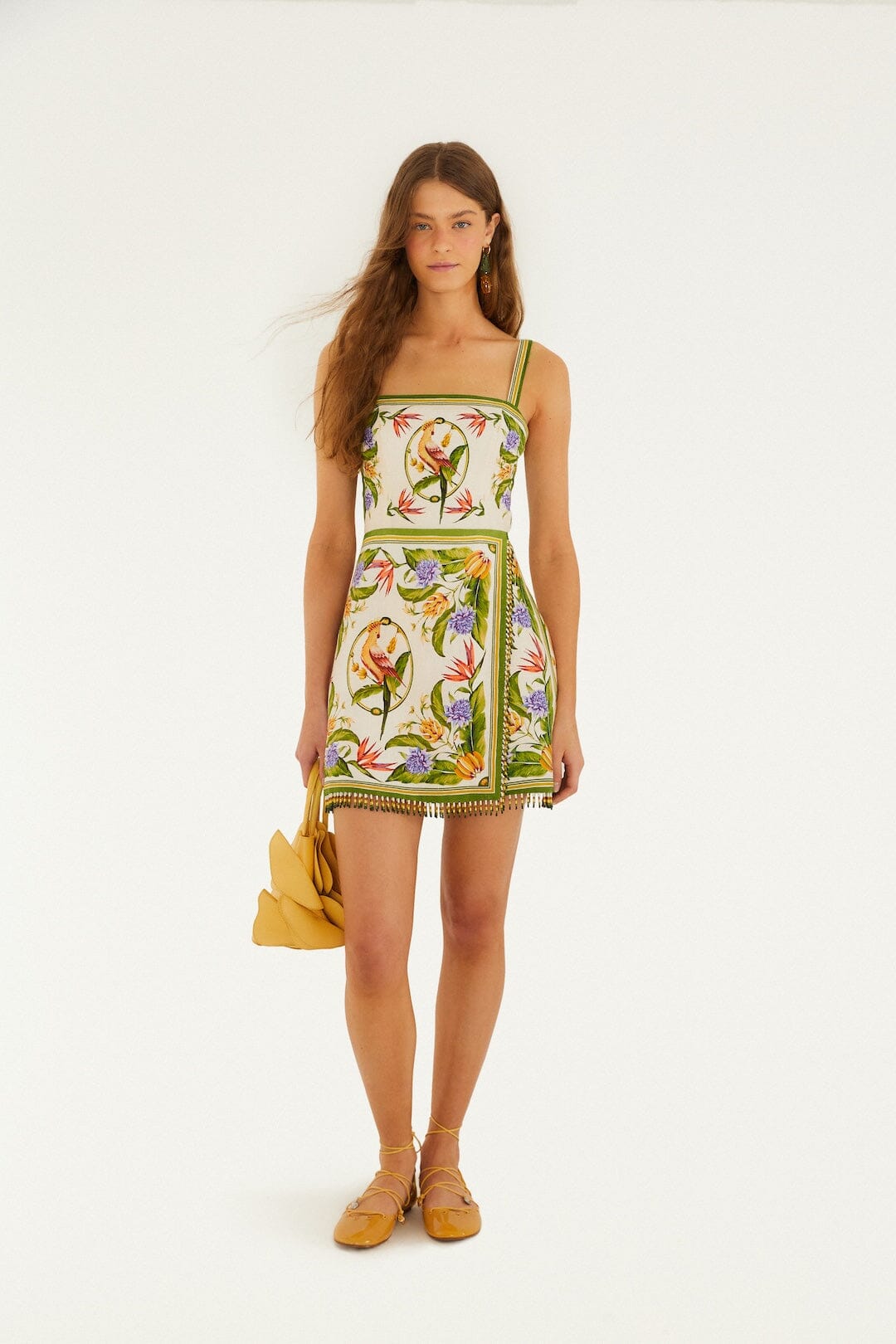 Farm Rio, Sand Tropical Scarf Euroflax&amp;trade; Premium Linen Sleeveless Mini Dress