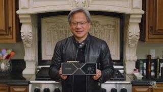 Jen-Hsen Huang holding up the RTX 3080