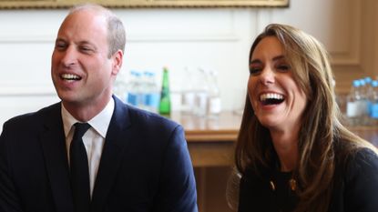  Prince William, Prince of Wales and Catherine, Princess of Wales visit the Windsor Guildhall to thank volunteers and operational staff involved in her Majesty Queen Elizabeth II's funeral on September 22, 2022 in Windsor, United Kingdom.