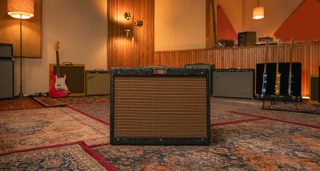 Fender 30th Anniversary Hot Rod Deluxe: the special edition tube combo comes finished with a commemorative "Western" vinyl covering, with gold and brown grille cloth.