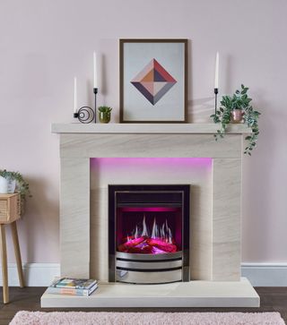 modern electric fire in stone surround