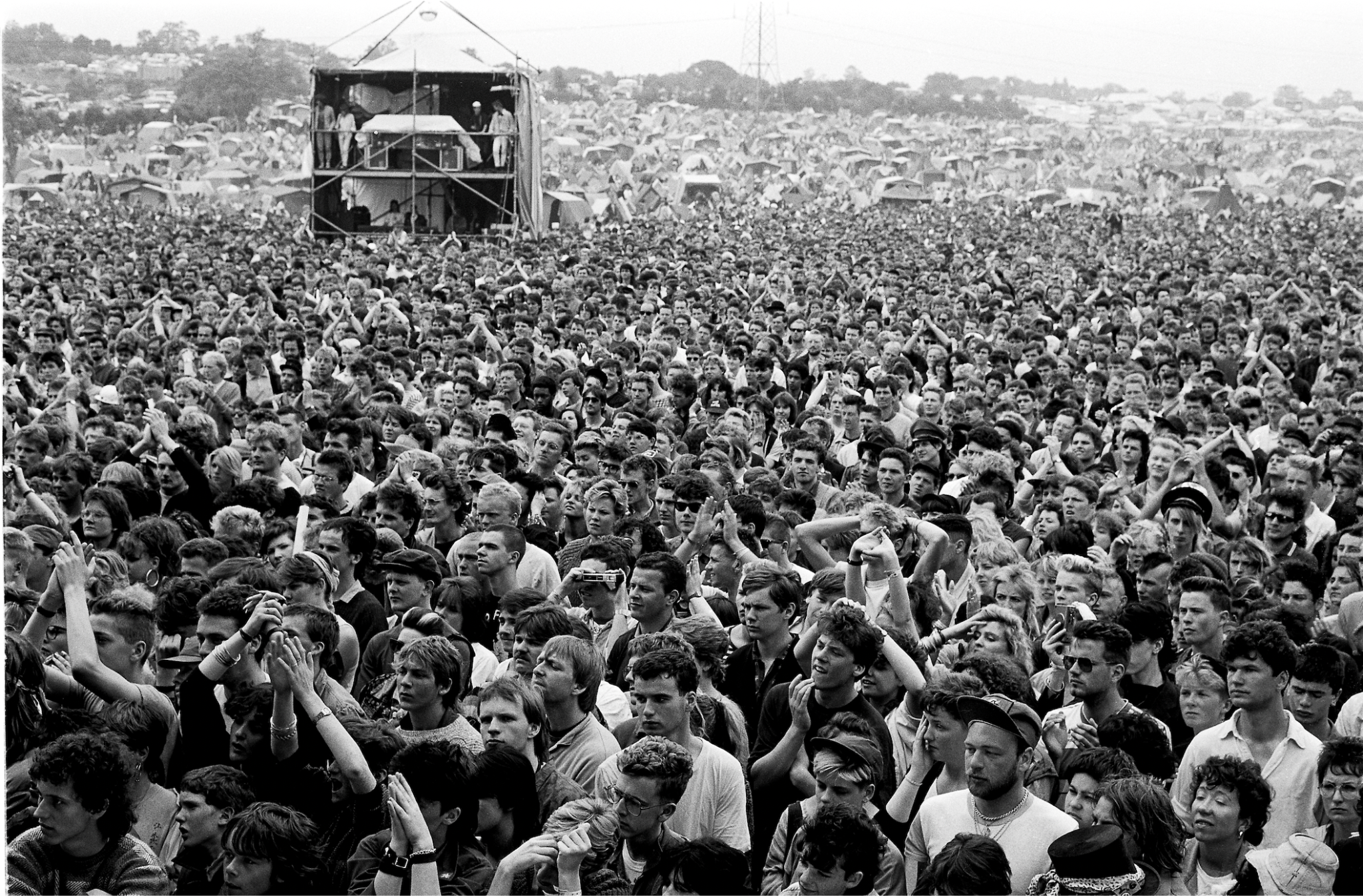 Big crowds at Glastonbury in the 1980s