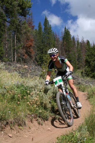 Sam Morrison (Epic Endurance) smiles for photographer (and girlfriend) Deidre York on the descent.