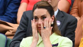 Catherine, Duchess of Cambridge attends day thirteen of the Wimbledon Tennis Championships