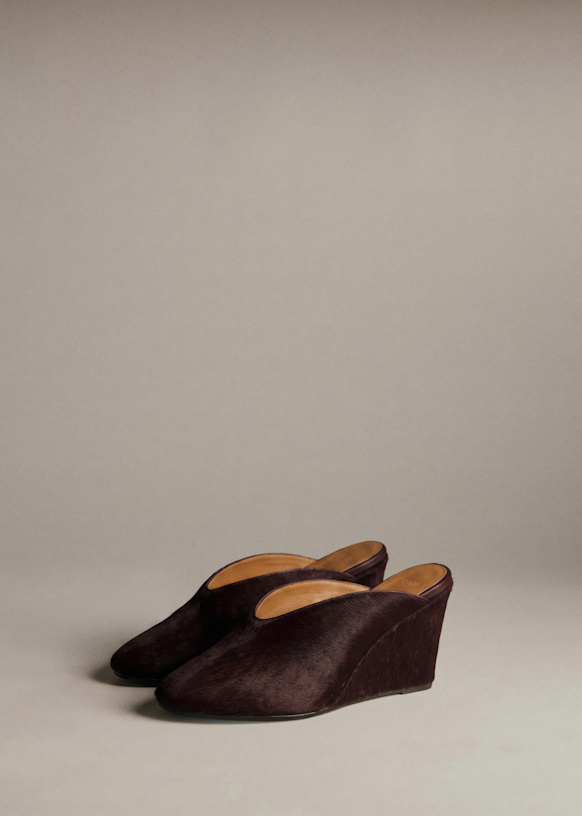 High Olivia Mules - Aubergine Pony Hair - Bovine Leather - S&amp;eacute;zane