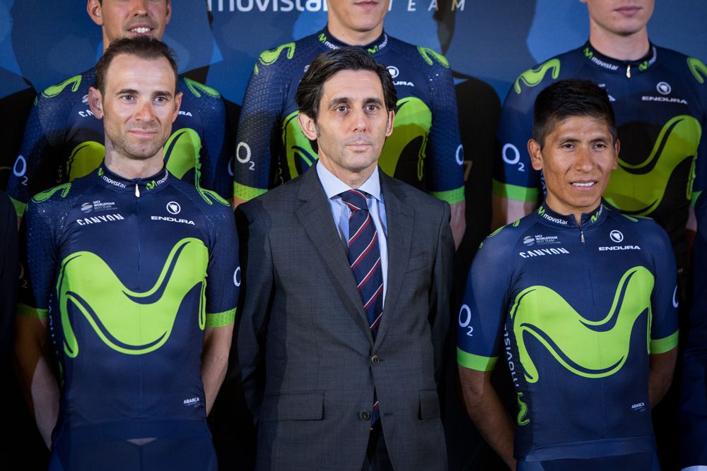 Valverde and Quintana with Telefonica CEO Jose Maria Alvarez-Pallete
