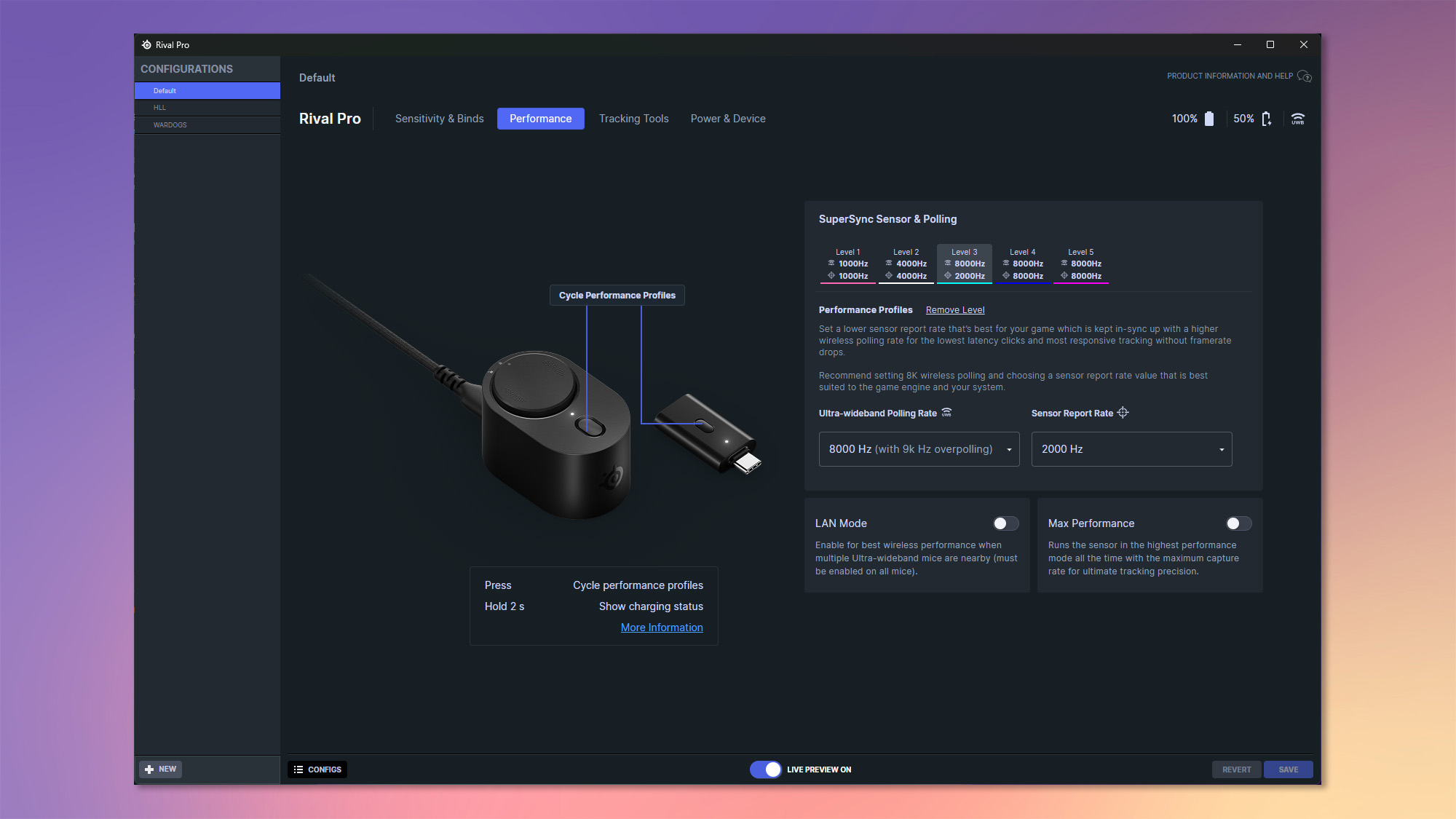 The SteelSeries Rival Pro being customized in the GG app