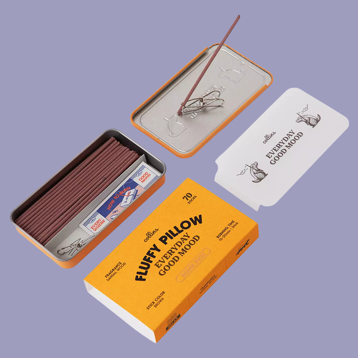 A box of incense with a lid holder