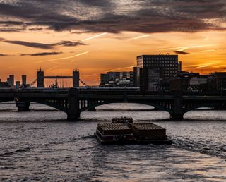 A barge on the river Thames