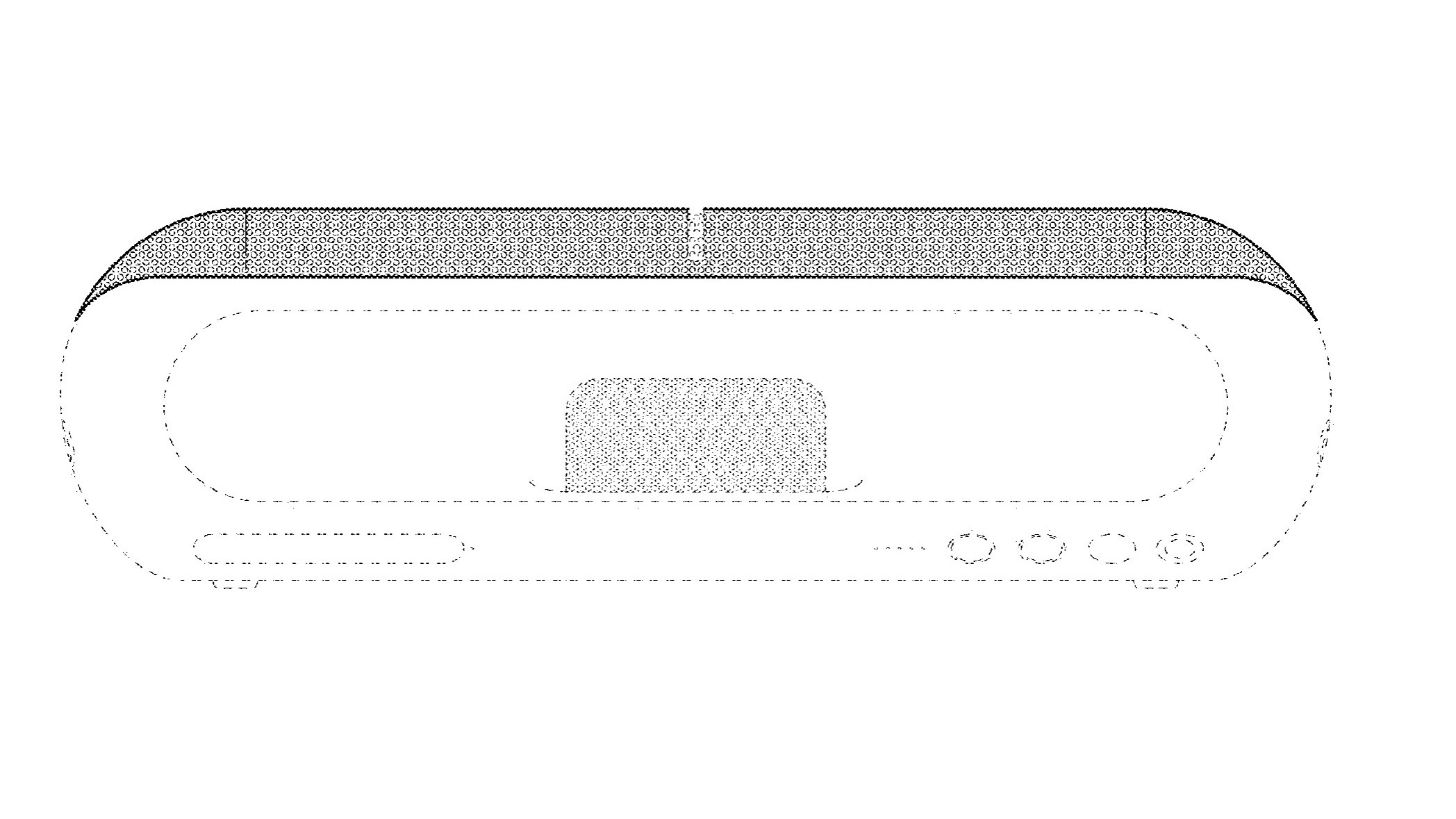 Apple HomePod patent featuring a soundbar-like design rear side
