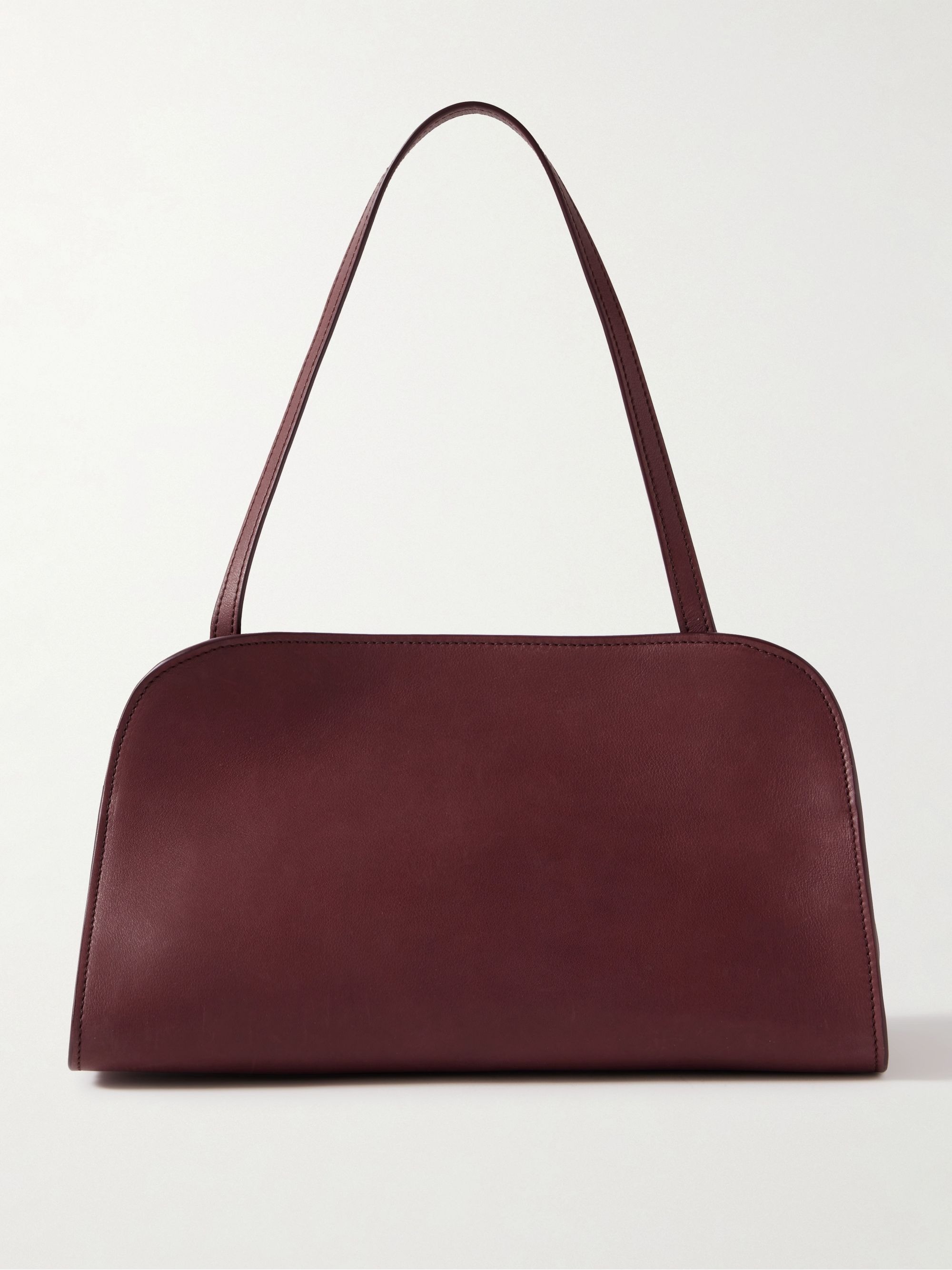 The Row, Peggy Leather Clutch in Burgundy