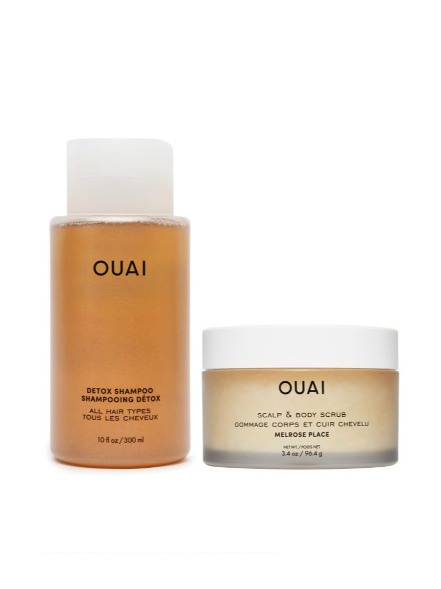 OUAI, Ouai Hair Care Set - Clarifying Shampoo &amp; Exfoliating Scalp Scrub - Deep Cleansing &amp; Balancing - Hair Care Kit With Detox Shampoo &amp; Travel Size Sugar Scrub for Scalp (2 Count)