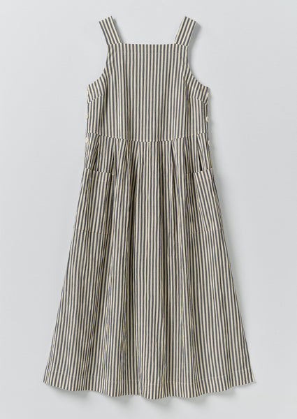 Tablier Stripe Cotton Pinafore Dress | Workshop Blue