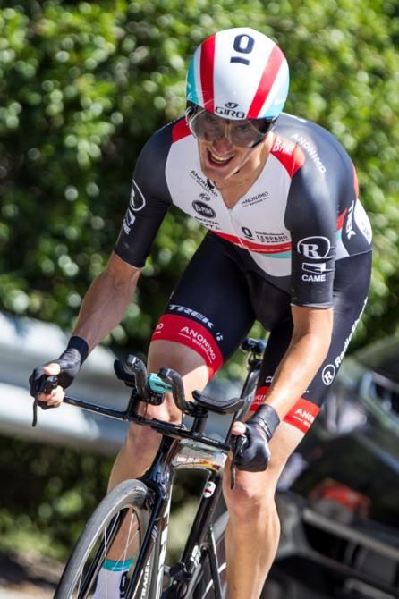 Andy Schleck (Radioshack) looks ahead to the next tight turn