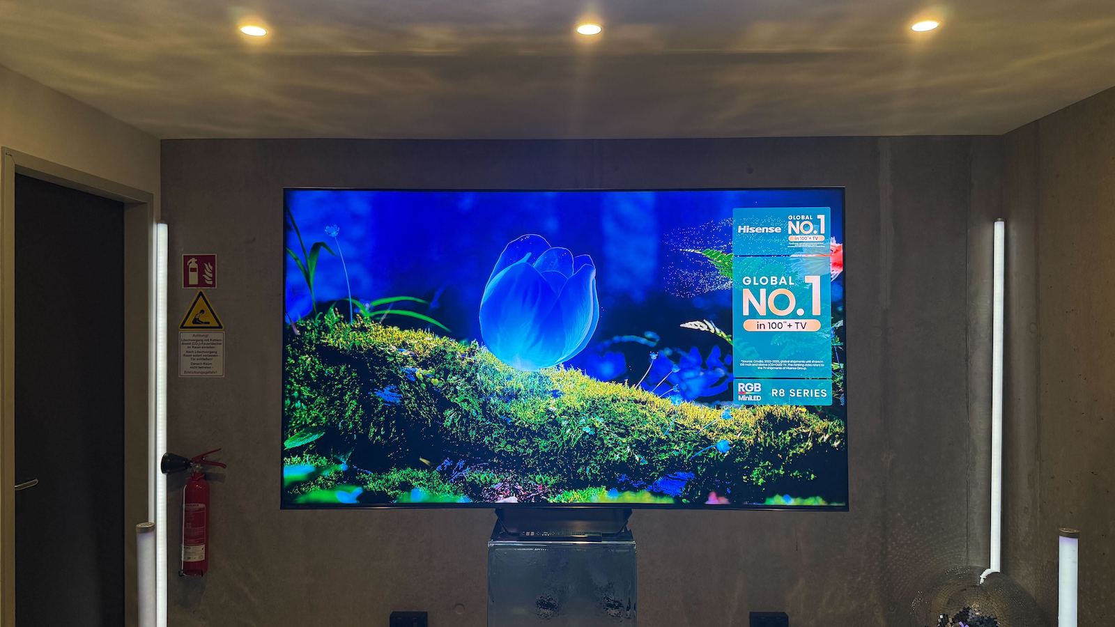 The Hisense UR8 RGB Mini LED TV, photographed at a press event