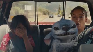 Lilo, Nani and Stitch in a car in Lilo and Stitch.