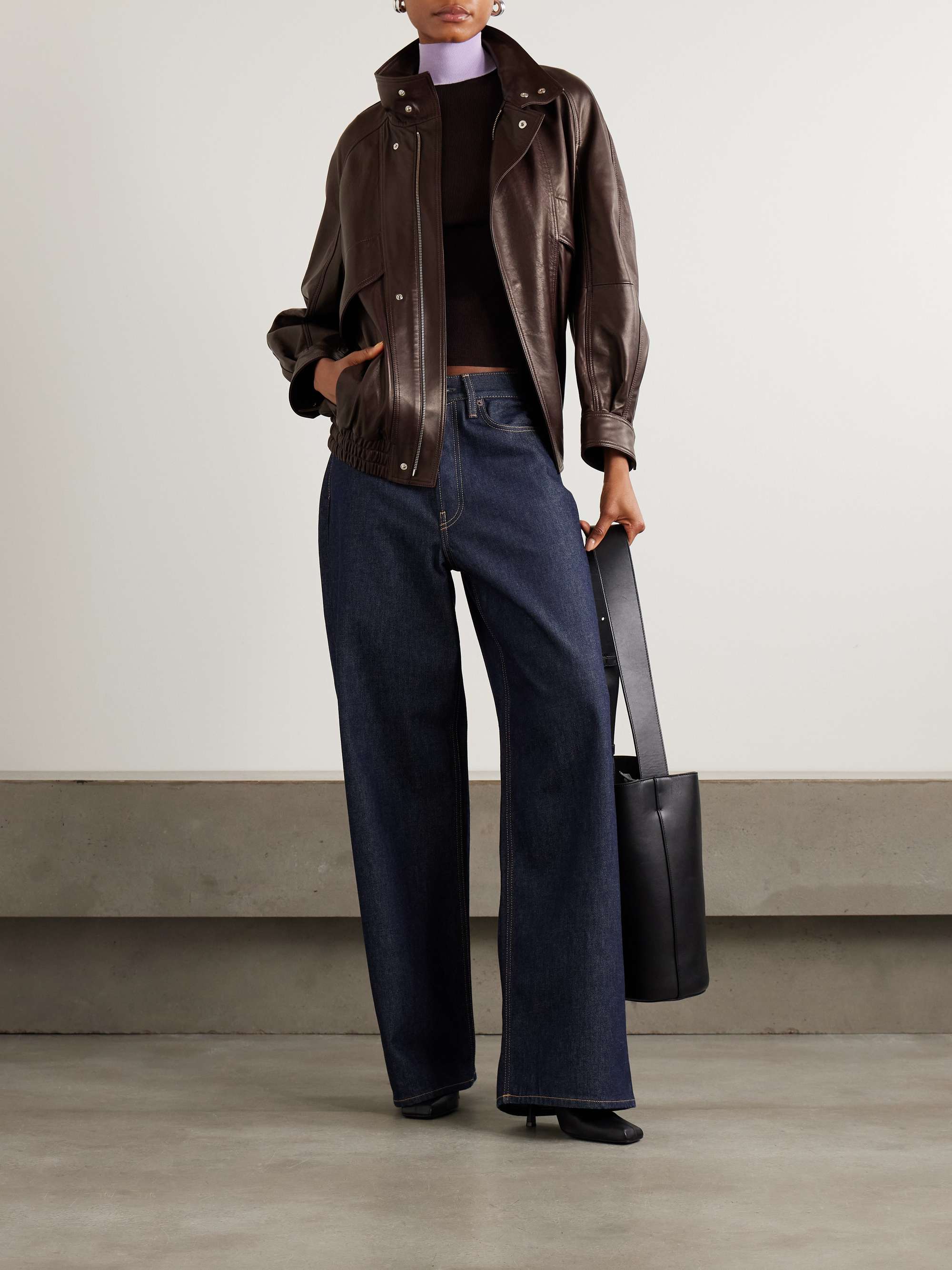 Ariste Oversized Paneled Leather Jacket