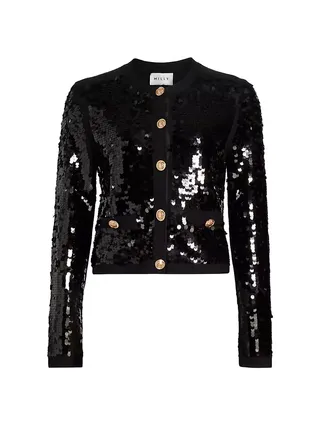 Iman Sequined Button-Down Cardigan