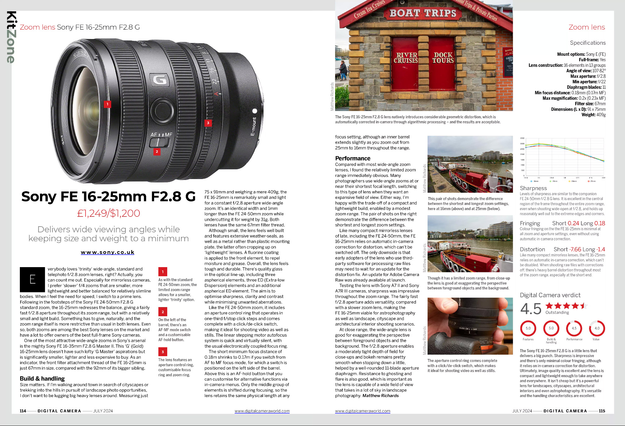 Image of the Sony FE 16-25mm F2.8 G review in the July 2024 issue of Digital Camera magazine