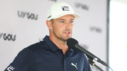 Bryson DeChambeau speaks at a press conference