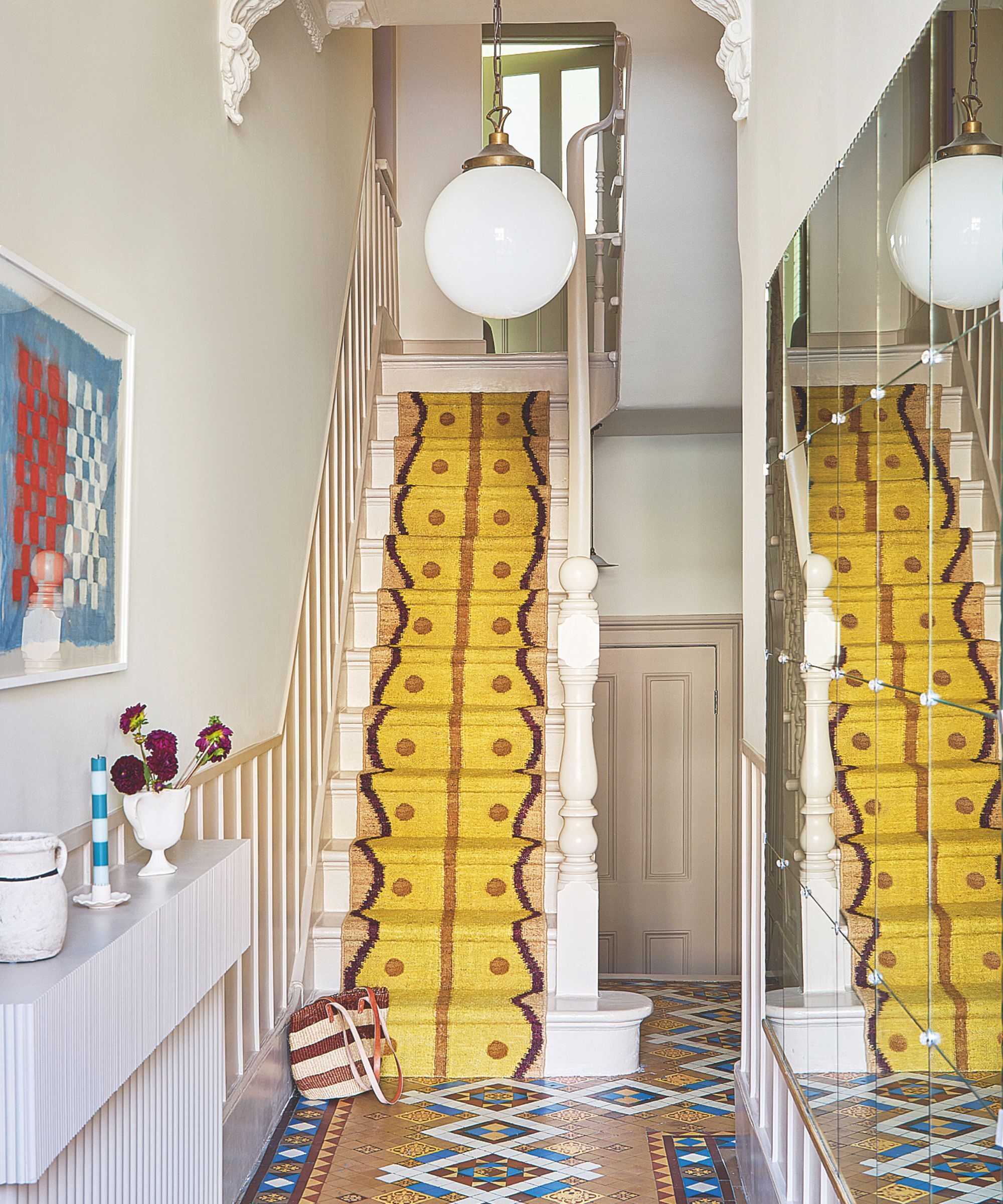 Hallway with yellow runner