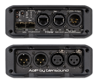 DARK22M, a compact two-in, two-out Dante interface that brings together analog, USB and networked audio in one unit