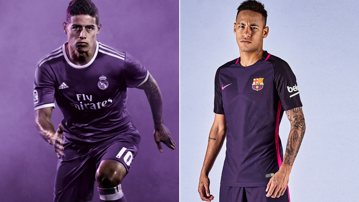 Real Madrid and Barcelona unveil purple kits – but why?