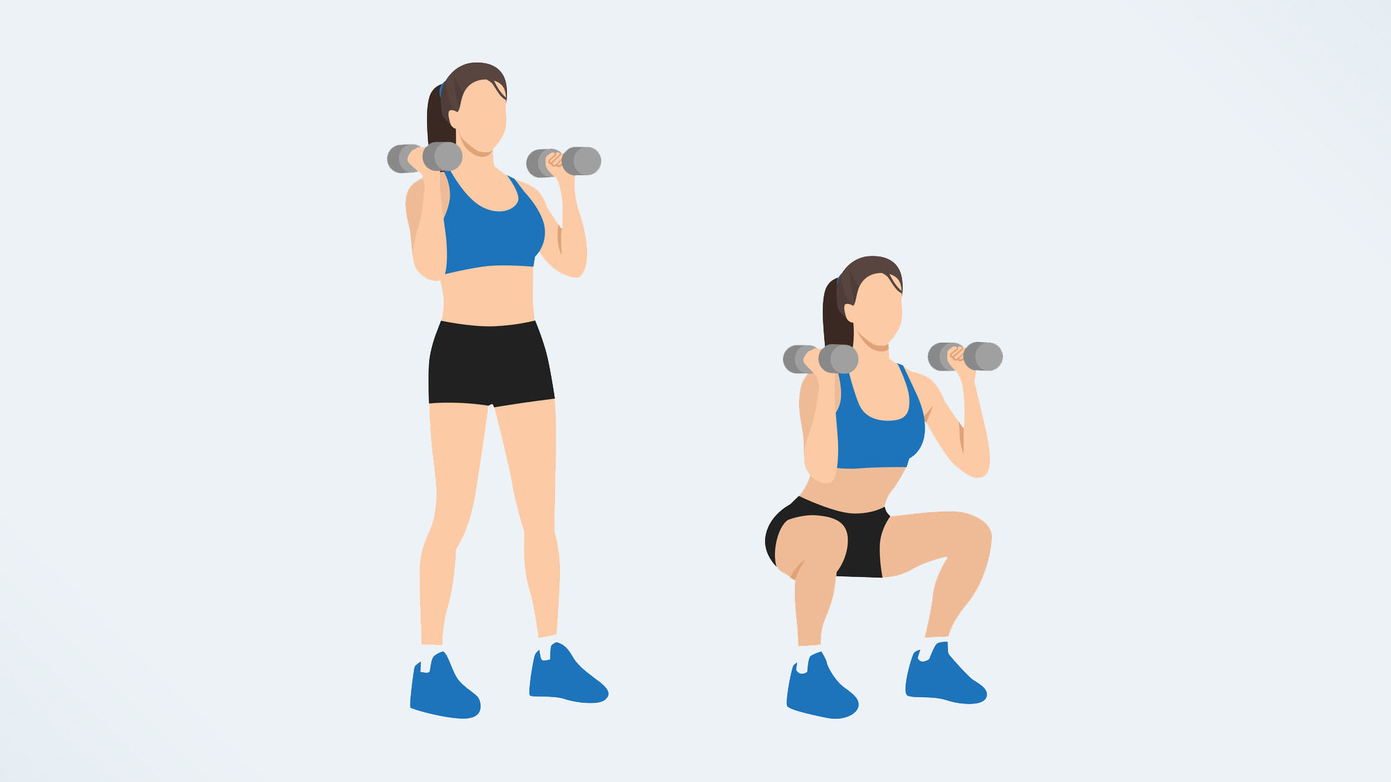 Illustration of a woman doing dumbbell squats