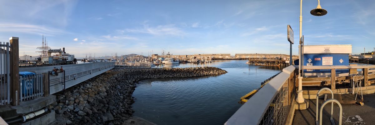 A panorama near the San Francisco Maritime National Historic Park shot by the Pixel 8a