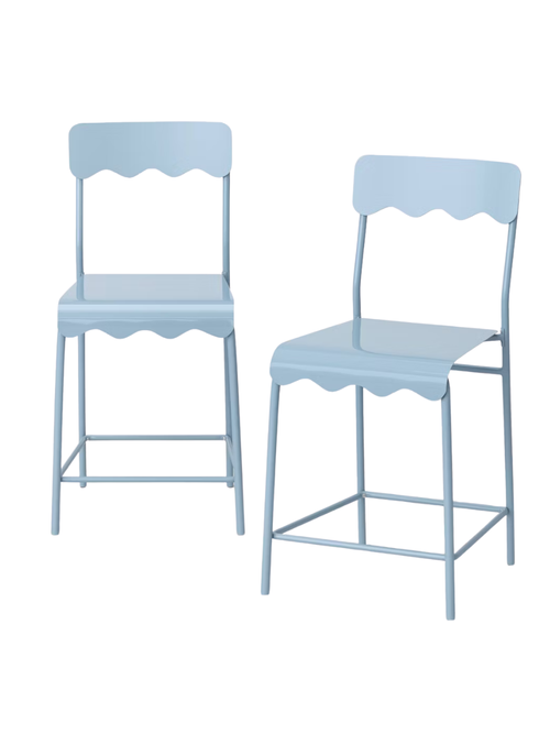 Wavy Metal Counter Height Barstools, Set of 2