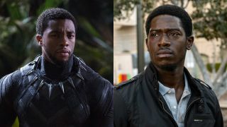 T'Challa (Chadwick Boseman) looks ahead in Black Panther, while Franklin Saint (Damson Idris) looks on on Snowfall