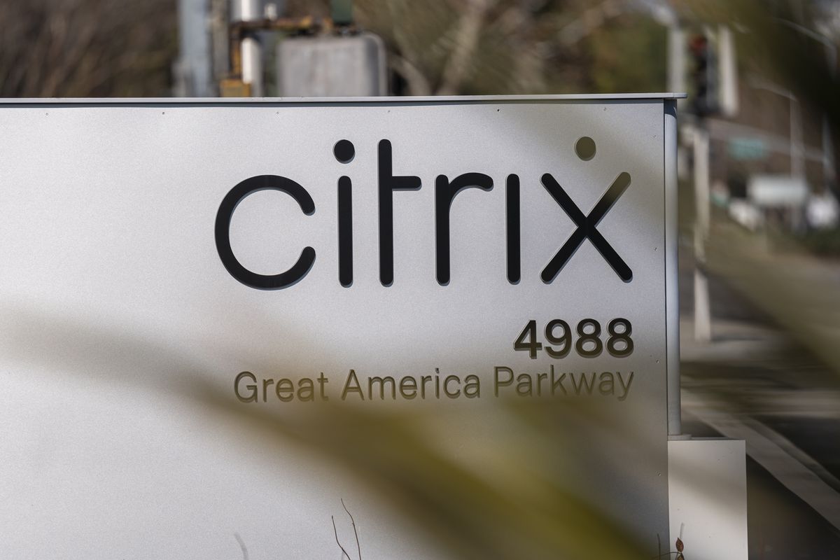 Citrix logo displayed at the company&#039;s headquarters in Santa Clara, California, U.S