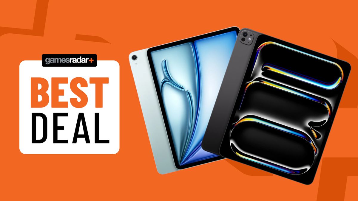 iPad Air and iPad Pro on an orange background with best deals badge