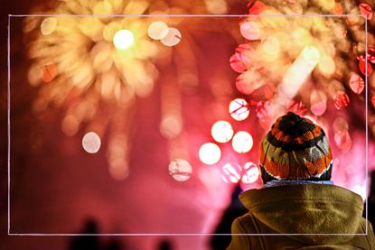 Child looking at fireworks