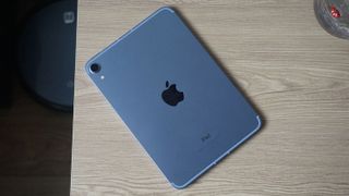 The reverse side of the iPad mini 6, showing its camera setup.