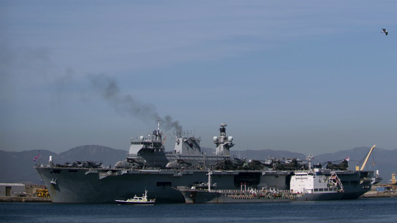 British Royal Navy ship HMS Ocean is delivering emergency supplies to British Virgin Islands