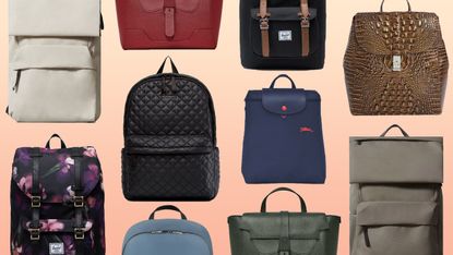 selection of laptop backpacks for women including madewell and everlane