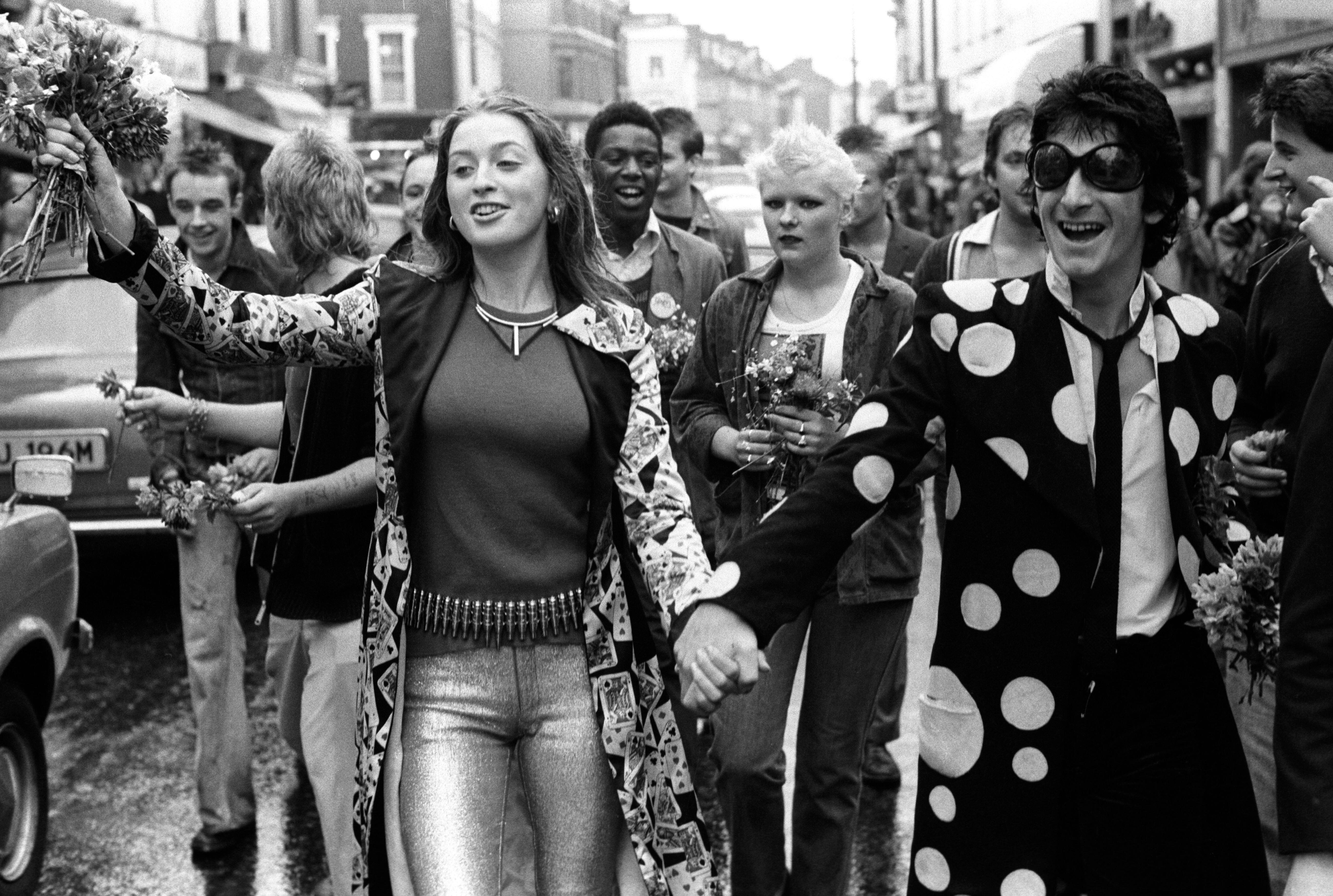Punks handing out flowers on the King's Road in the 1970s