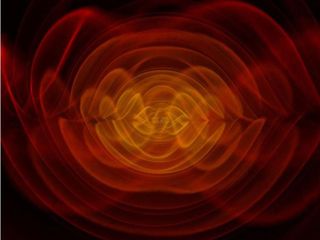 This is a visualization of gravitational waves, ripples in space-time predicted by Albert Einstein. This image appears on the cover of the National Academies Astro2010 Decadal Survey midterm report