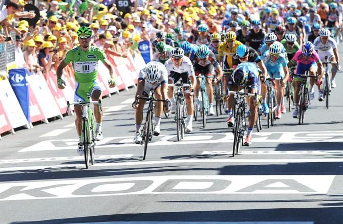 Peter Sagan (Cannondale) gave an understated victory salute for his first stage win of the 2013 Tour de France