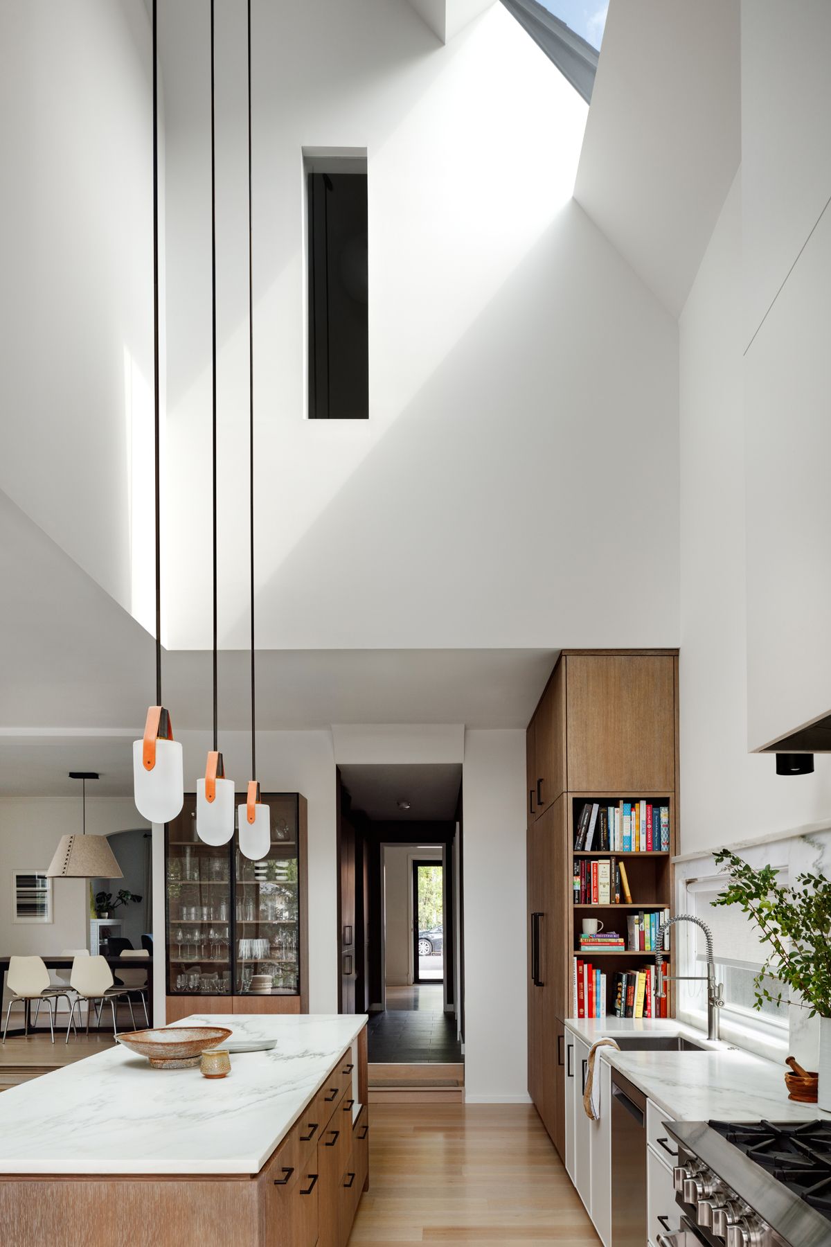monochrome kitchen with ample lighting