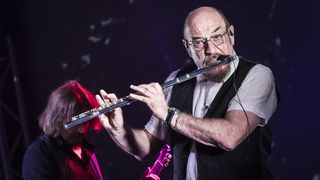 Ian Anderson of Jethro Tull performs live on stage during a concert at the Admiralspalast on September 25, 2017 in Berlin, Germany. 
