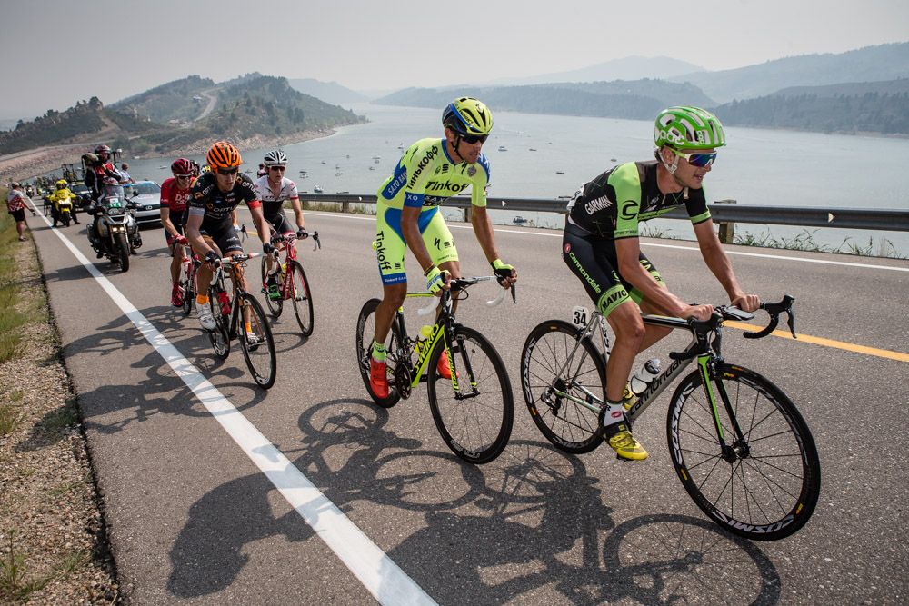 Nathan Brown (Cannondale) leads the break over the final climb