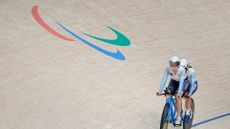 paracyclist on the paralympic track